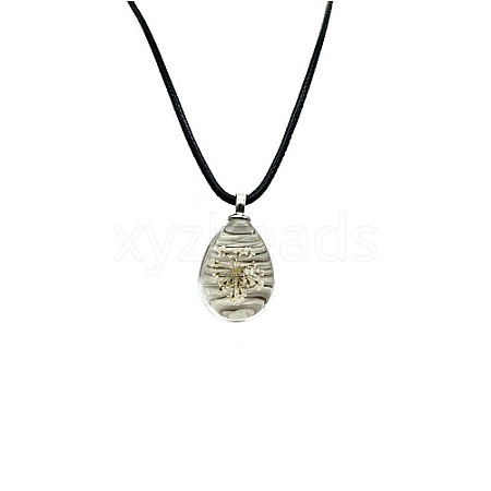 Teardrop Glass Pendant Necklaces with Cords NZ2302-4-1