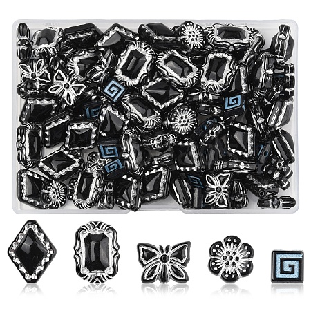 100Pcs 5 Styles Opaque Acrylic Beads OACR-FS0002-06-1