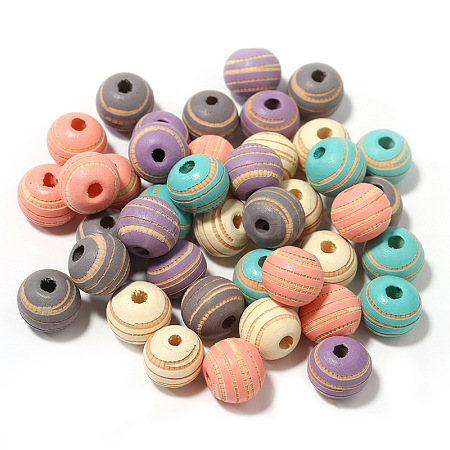 Spray Painted Wood Beads WOCR-PW0003-80A-1