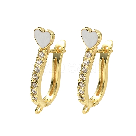 Brass Micro Pave Clear Cubic Zirconia Hoop Earring Findings EJEW-C185-01G-03-1