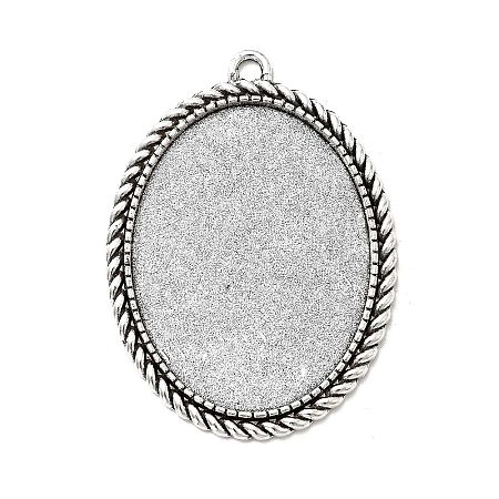 Tibetan Style Alloy Pendant Cabochon Settings TIBEP-N003-17AS-1