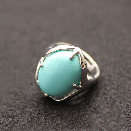 Oval Synthetic Turquoise Adjustable Ring FIND-PW0021-05Q-1