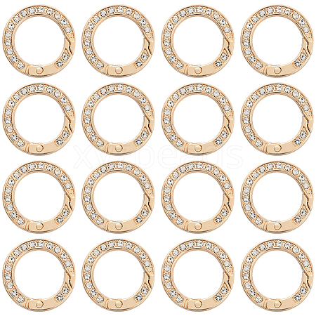 16Pcs Alloy Rhinestone Spring Gate Rings FIND-SP0004-52E-1