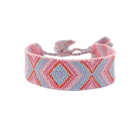 Polyester Braided Rhombus Pattern Cord Bracelet PW-WGDE6D0-09-1