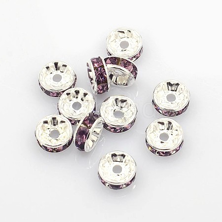 Brass Grade A Rhinestone Spacer Beads RSB034NF-16-1