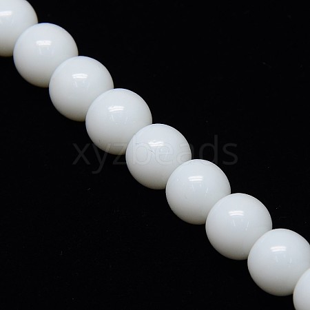 Opaque Solid Color Crystal Glass Round Beads Strands EGLA-F037-10mm-E01-1