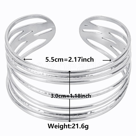 Non-Tarnish Stylish European and American 304 Stainless Steel Cuff Bangles for Women YJ8561-1-1