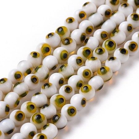 Handmade Evil Eye Lampwork Round Bead Strands LAMP-L055-4mm-20-1