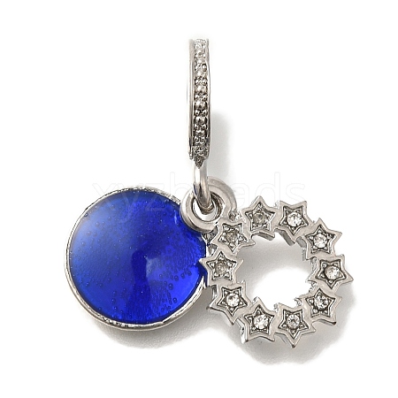 Rack Plating Alloy Blue Enamel European Dangle Charms FIND-H005-36P-1