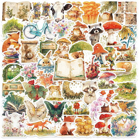 50Pcs Fairy Tale world Animals PVC Self-Adhesive Stickers PW-WG2199C-01-1