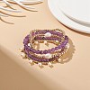 5Pcs 5 Style Natural Amethyst & Brass Beaded Stretch Bracelets Set BJEW-JB08870-01-2