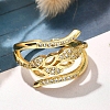 Rack Plating Brass Micro Pave Clear Cubic Zirconia Cuff Finger Rings for Women RJEW-M028-32G-04-4