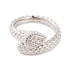 Teardrop Brass Micro Pave Clear Cubic Zirconia Open Cuff Rings RJEW-U009-06P-2