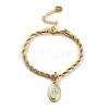 Alloy Enamel Oval with Virgin Mary Charm Bracelets BJEW-L652-19-G-2