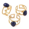 Oval Natural Lapis Lazuli Finger Rings RJEW-Z057-11G-03-4