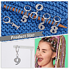 Zinc Alloy & Glass Number Pendant Locking Stitch Markers HJEW-PH01872-4