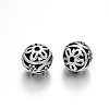 Round Tibetan Style Alloy Filigree Beads TIBEB-D027-02AS-1