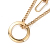 PVD Vacuum Plating 304 Stainless Steel Double Chains Multi Layered Necklace with Ring Charm for Women STAS-E155-17G-2