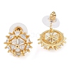 Brass Pave Clear Cubic Zirconia Stud Earrings for Women EJEW-S225-08G-03-2