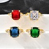 Brass Micro Pave Cubic Zirconia Finger Rings for Women RJEW-F181-11G-3