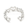 Non-Tarnish 304 Stainless Steel Heart Wrap Open Cuff Ring RJEW-C040-01P-3