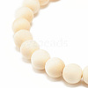 Natural Wood  Round Beaded Stretch Bracelet with Teardrop Glass BJEW-JB07822-7