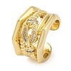 Brass Micro Pave Clear Cubic Zirconia Open Cuff Rings for Women RJEW-G341-05G-01-4