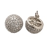 Half Round Brass Micro Pave Clear Cubic Zirconia Stud Earrings EJEW-C126-05P-4