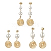 3 Pairs Glass Pearl Dangle Stud Earrings EJEW-JE06543-2