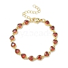 Heart Brass Pave Cubic Zirconia Link Chain Bracelets for Women BJEW-P385-07G-07-1
