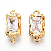 Brass Micro Pave Clear Cubic Zirconia Box Clasps KK-P291-30G-1