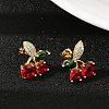 Brass Pave Cubic Zirconia Stud Earrings for Women EJEW-A126-03G-5