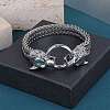 304 Stainless Steel Wolf Link Bracelet with Mesh Chains for Men Women BJEW-SZ0002-65-4