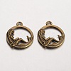 Flat Round with Mermaid Tibetan Style Alloy Pendants LS-PALLOY-K110-21AB-NR-1