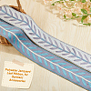 Polyester Jacquard Leaf Ribbon OCOR-WH0097-08B-4
