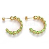 Brass Micro Pave Clear Cubic Zirconia Half Hoop Earrings EJEW-B004-02G-2