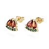 Brass Micro Pave Cubic Zirconia Stud Earrings EJEW-S210-010-NR-1