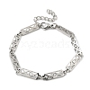 304 Stainless Steel Rectangle Link Bracelets for Men & Women BJEW-D042-31P-4