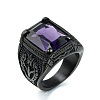 316L Stainless Steel & Cubic Zirconia Men's Vintage Carved Finger Rings FS-WG82D33-75-1
