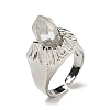 Bullet Glass Open Cuff Rings RJEW-B106-01AS-09-2