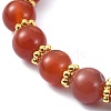 Natural Carnelian Round Beaded Bracelets BJEW-JB09846-02-4