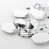 Black and White Theme Ornaments Decorations Glass Oval Flatback Cabochons X-GGLA-A003-13x18-BB-3
