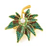 Leaf Shape Alloy Enamel Layered Brooch JEWB-U006-02B-G-1