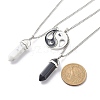 2Pcs 2 Style Natural Howlite & Black Obsidian Bullet Pendant Necklaces Set NJEW-JN03994-01-4