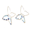 Butterfly Glass Beads Dangle Earrings for Girl Women EJEW-JE04657-5
