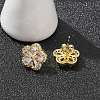 Rack Plating Brass Micro Pave Clear Cubic Zirconia Stud Earrings EJEW-H149-01G-5