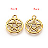 Tibetan Style Alloy Flat Round with Star Charms X-TIBEP-5248-AG-LF-2