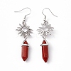 Natural Red Jasper Bullet with Sun Dangle Earrings EJEW-I276-01P-06-3