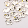 Wedding Theme Antique Silver Tone Tibetan Style Alloy Heart with Step Dad of Bride Rhinestone Charms LS-TIBEP-N005-22D-2