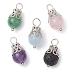 Natural Green Aventurine/Amethyst/Rose Quartz/Lava Rock/Quartz Round Pendants PALLOY-JF03183-02-1